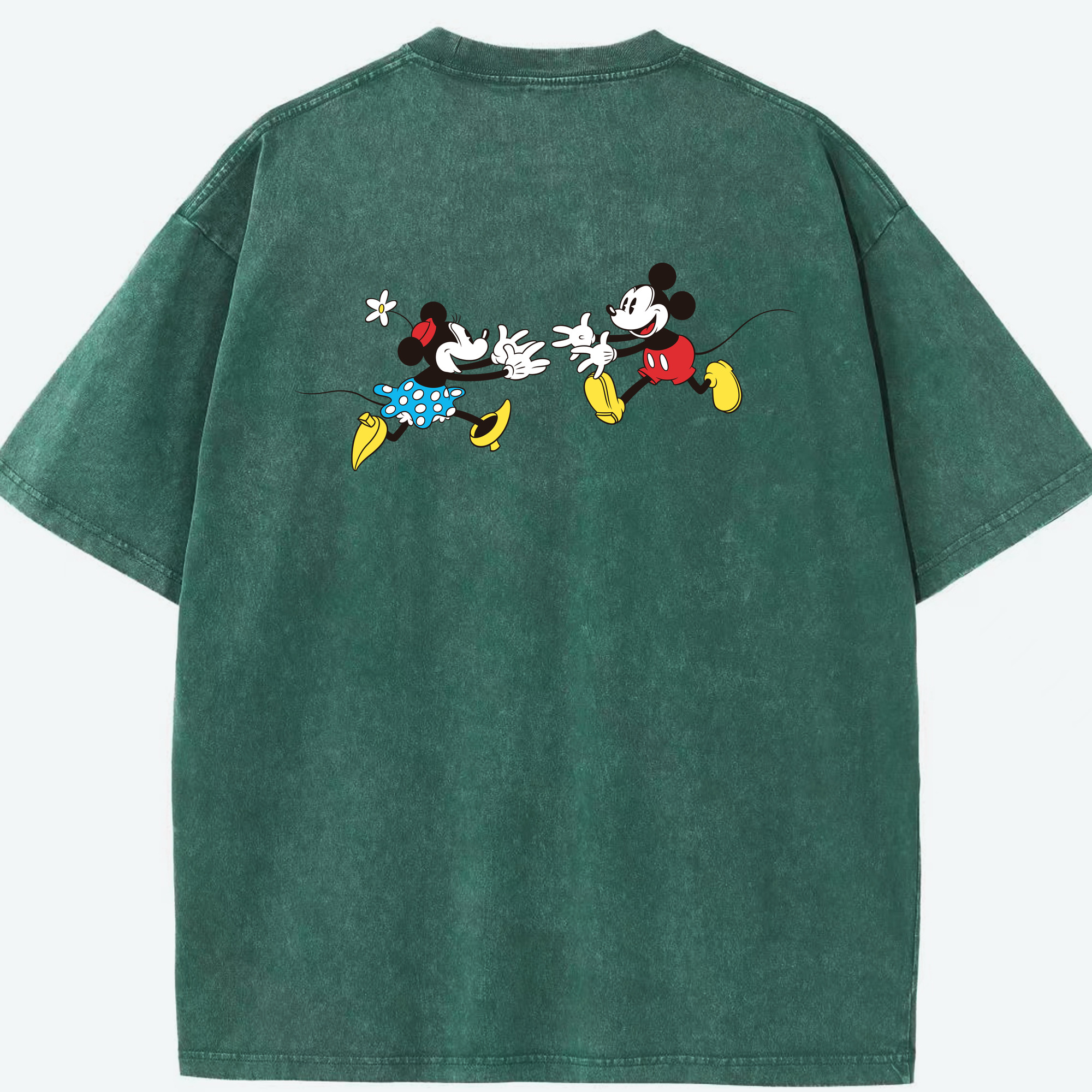 （画像用） ミッキーマウス Mickey Mouse 綿100% ヴィンテージ風 半袖Tシャツ（背面プリント）